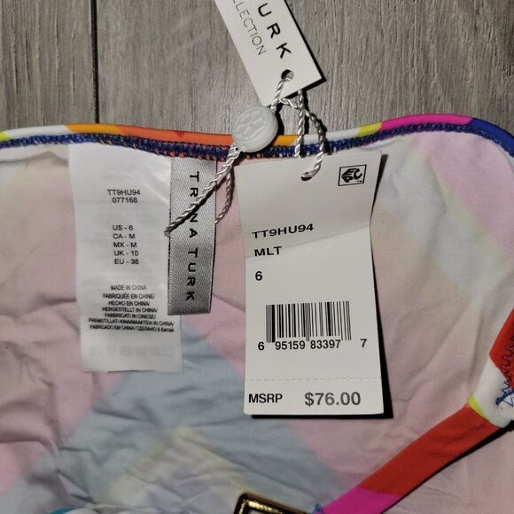 Trina Turk Women's Sunset Chevron String Bikini Bottom Size 6 - Picture 11 of 11